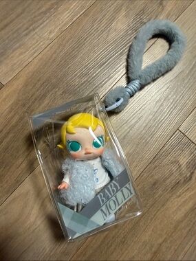 Baby Molly Doll with Pale Blue Fur Coat and Yellow Hair
